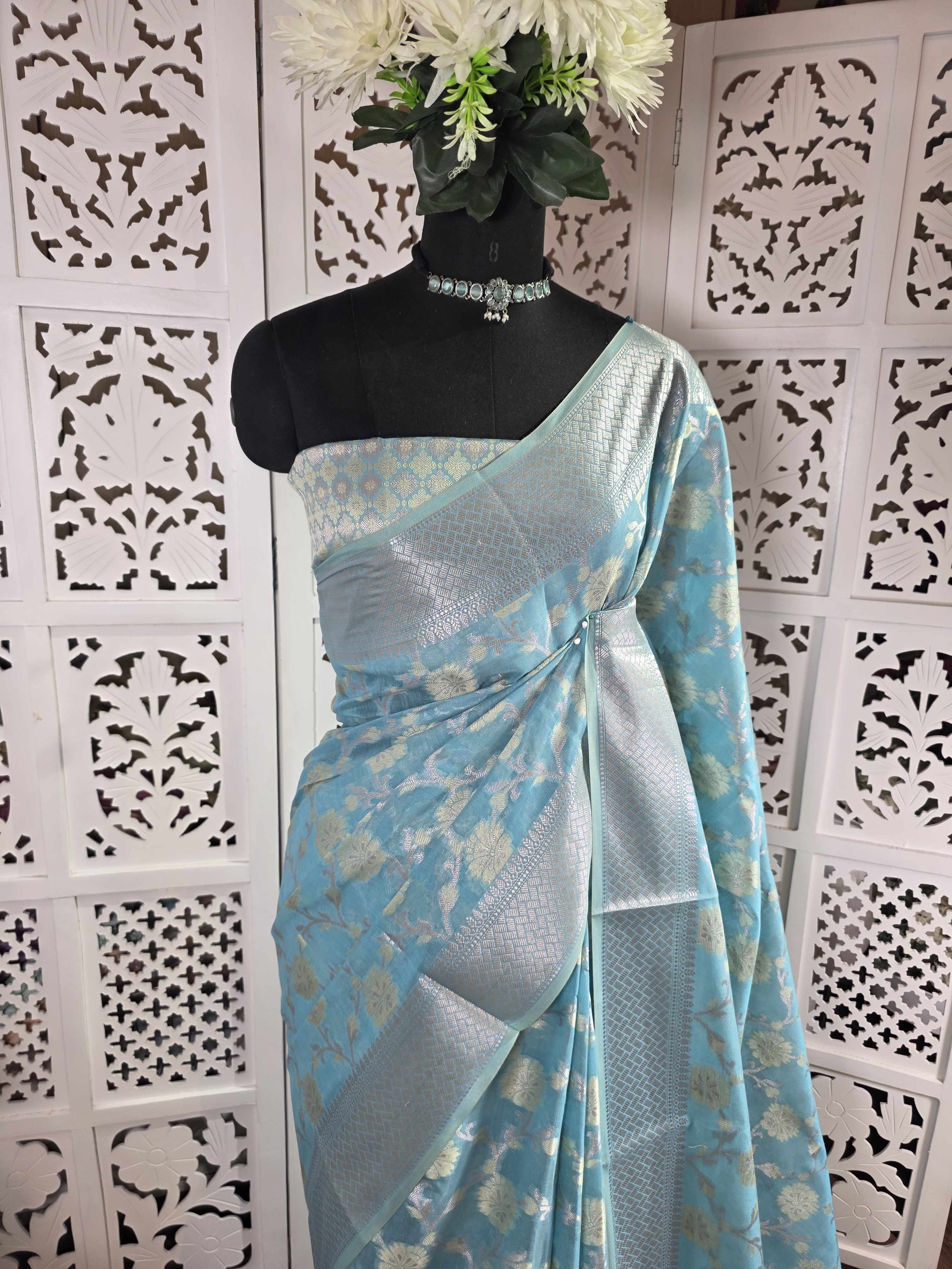 Musraise cotton digital printed banarasi border saree (art)