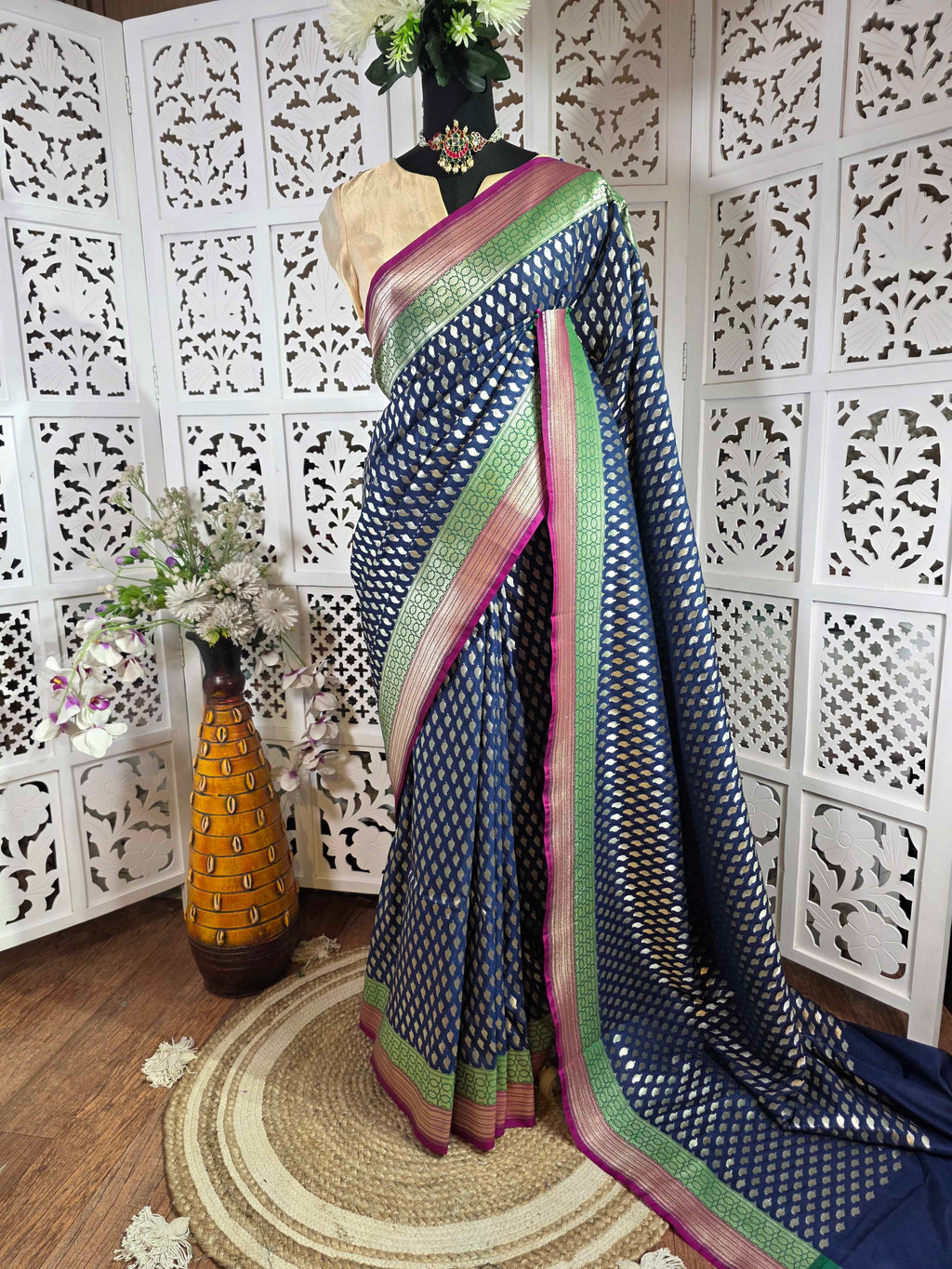 Dark blue saree 003