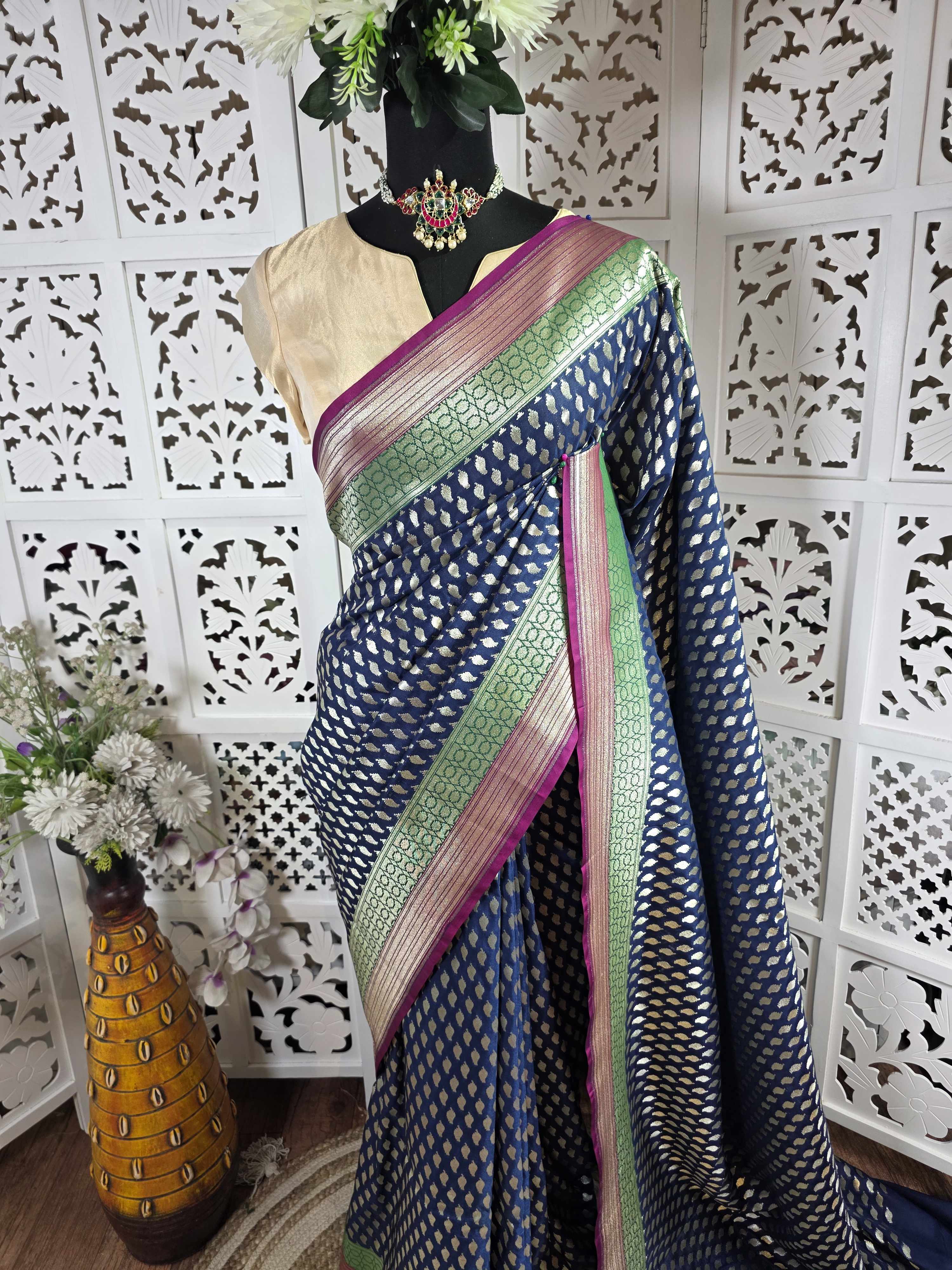 Dark blue saree 003
