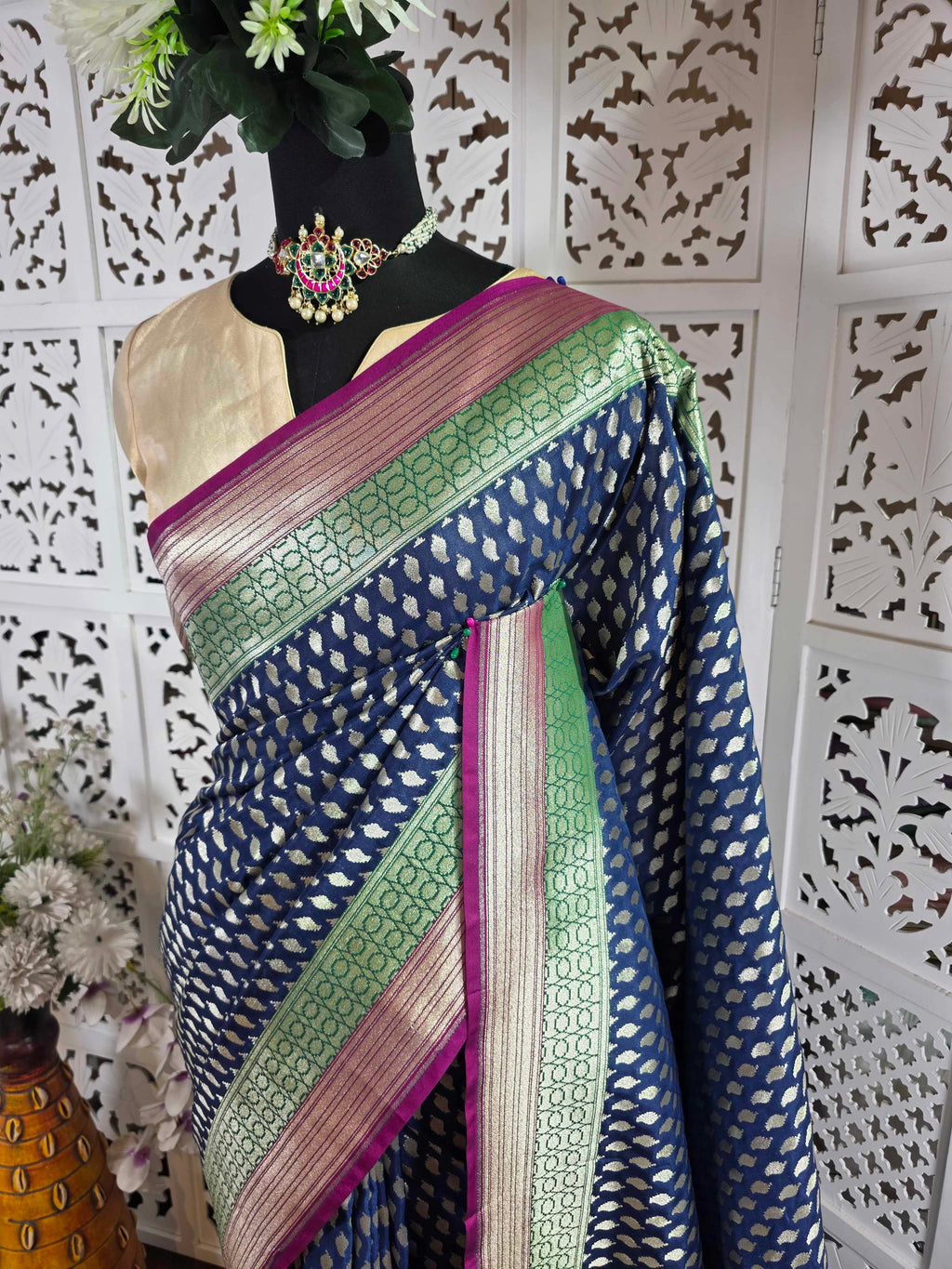 Dark blue saree 003