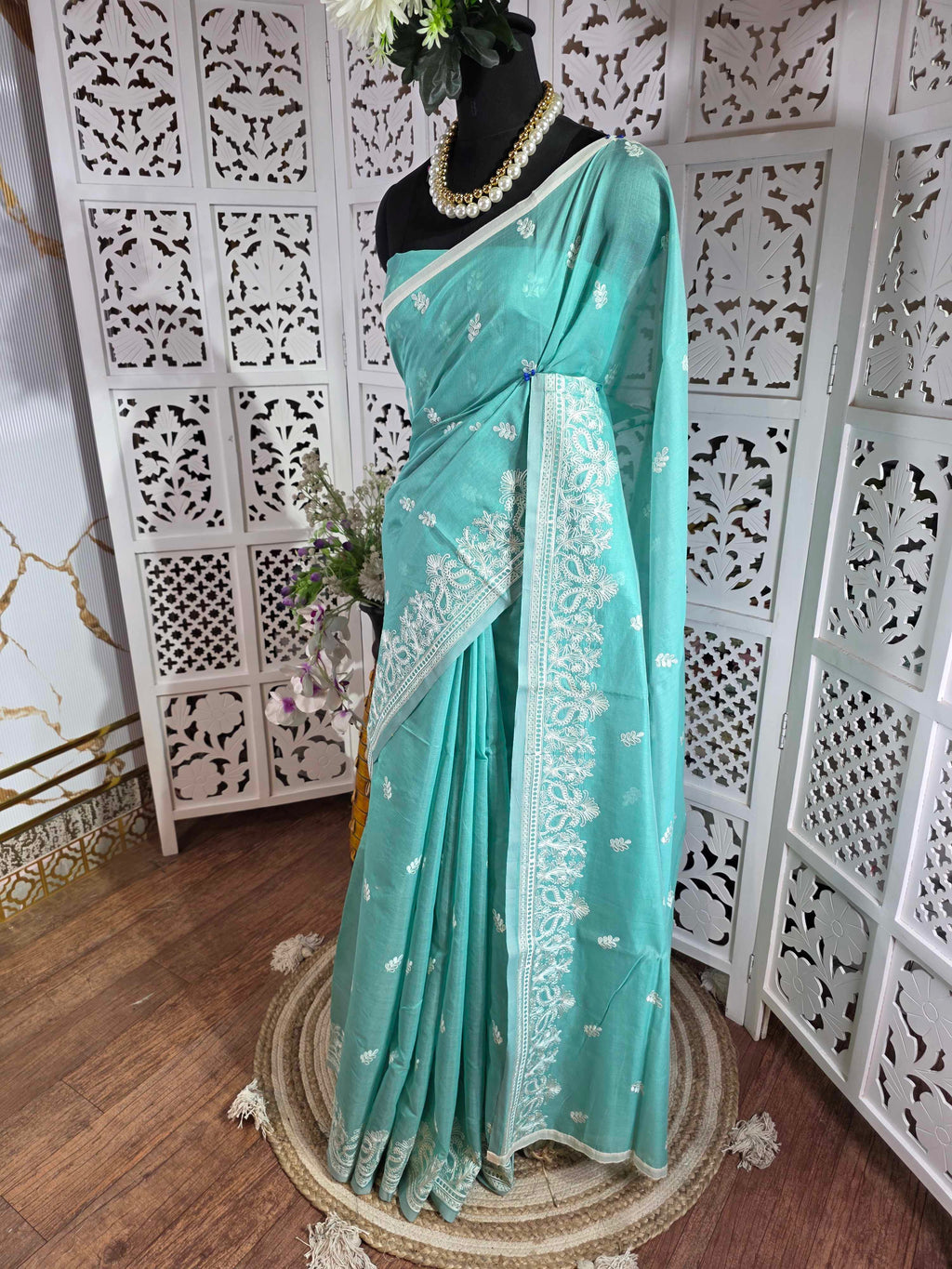 light green saree 011