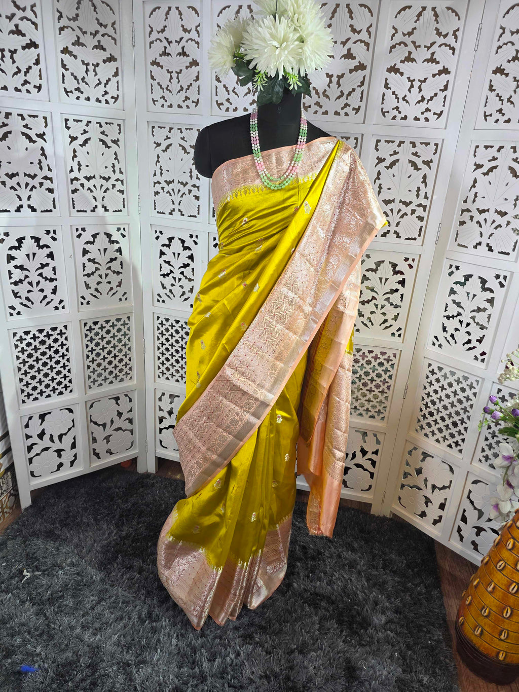 Satin puna silk pure banarasi border saree