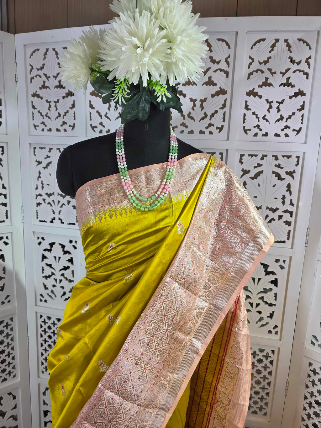 Satin puna silk pure banarasi border saree