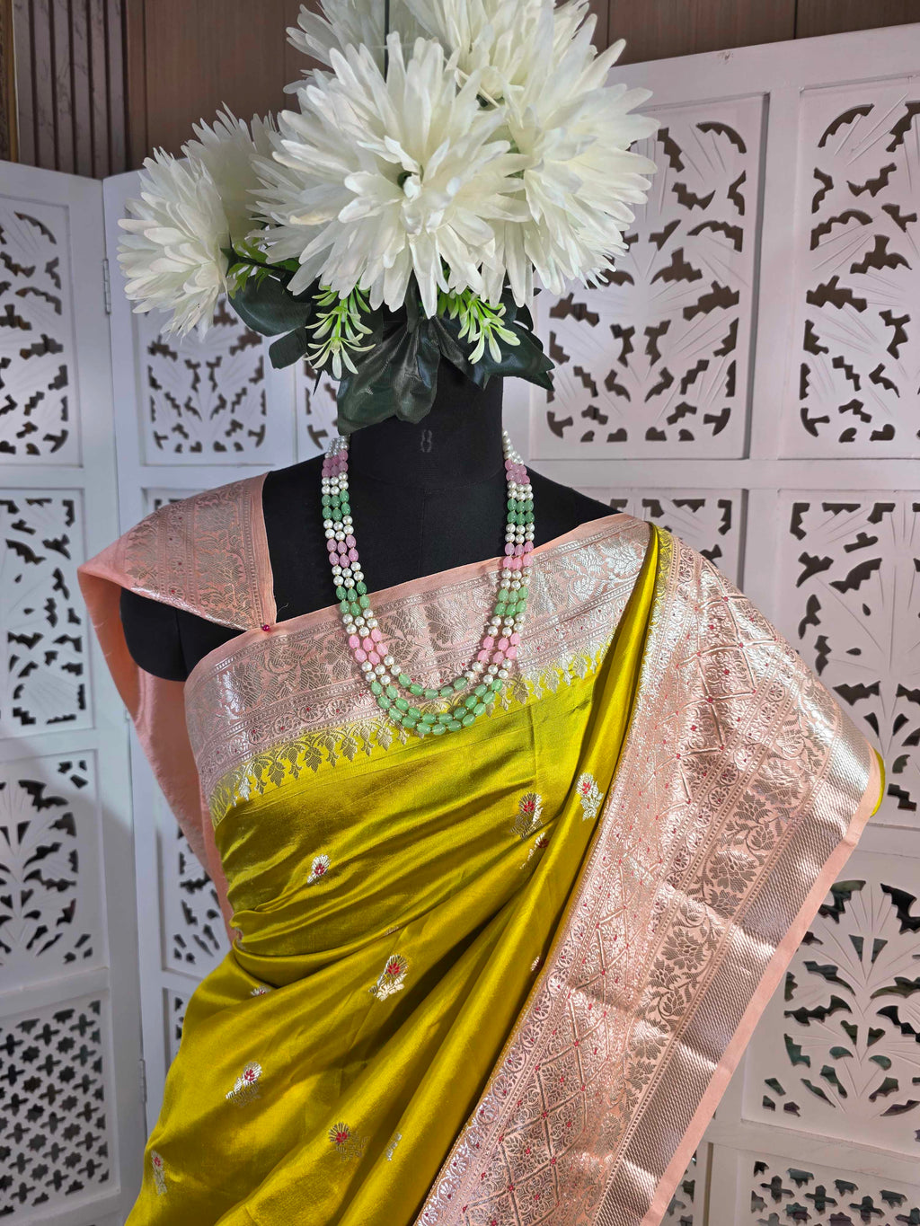 Satin puna silk pure banarasi border saree