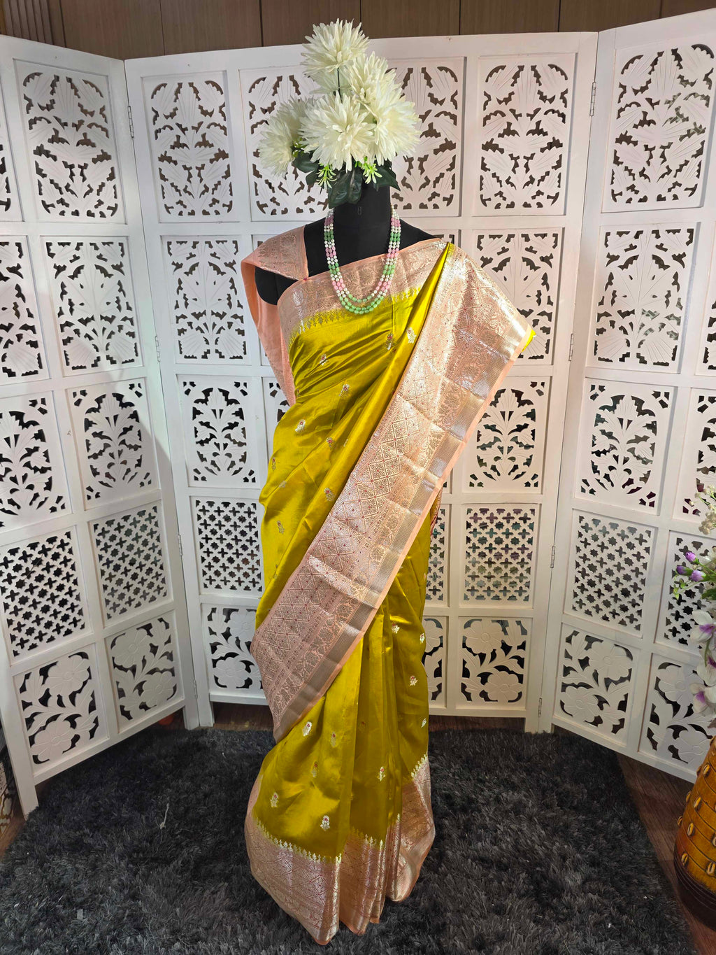 Satin puna silk pure banarasi border saree