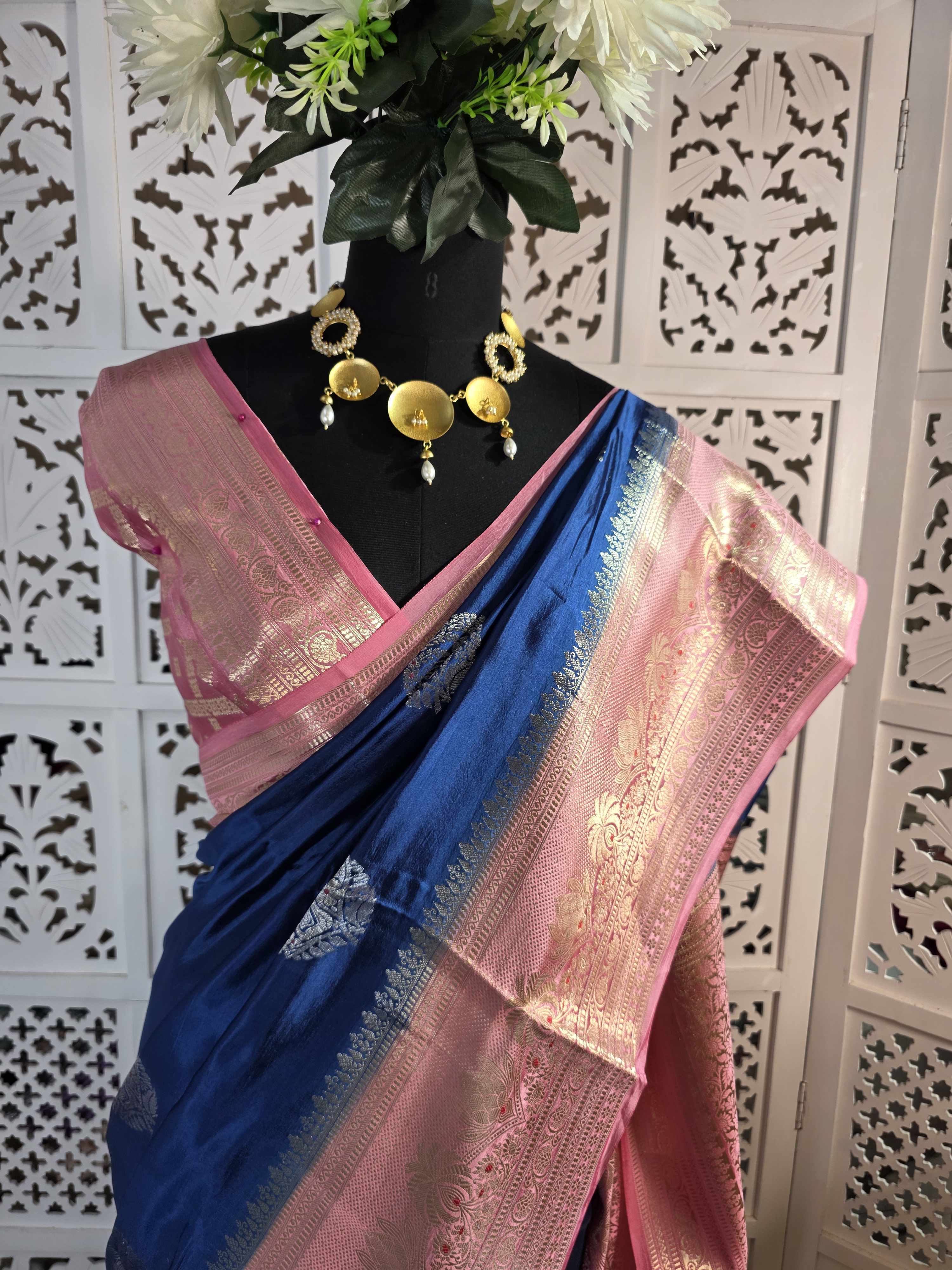 pure puna silk satin banarasi saree