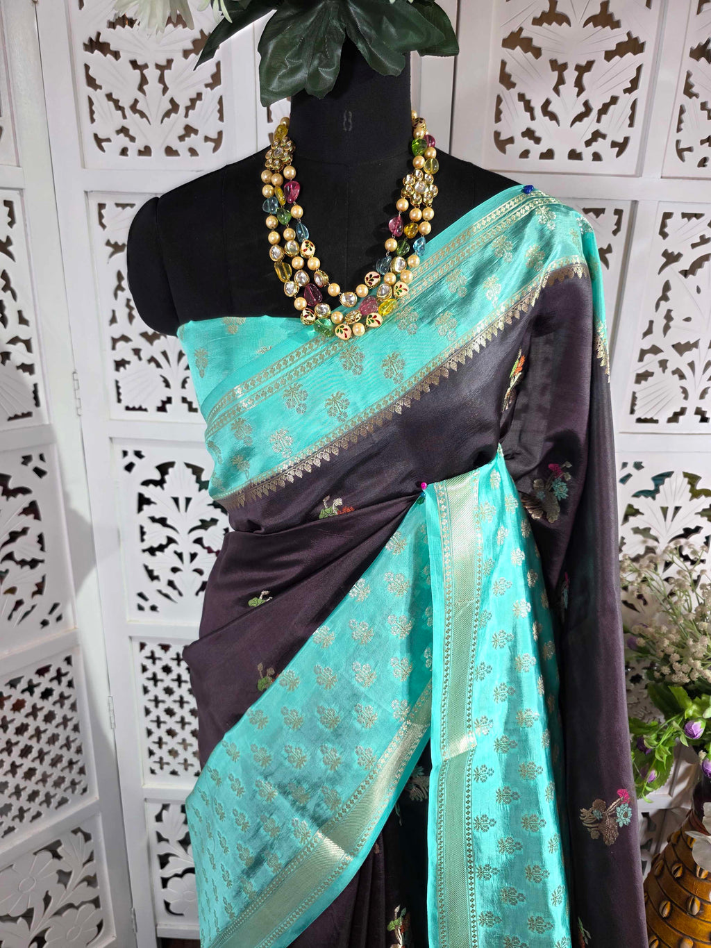 pure puna silk satin banarasi saree