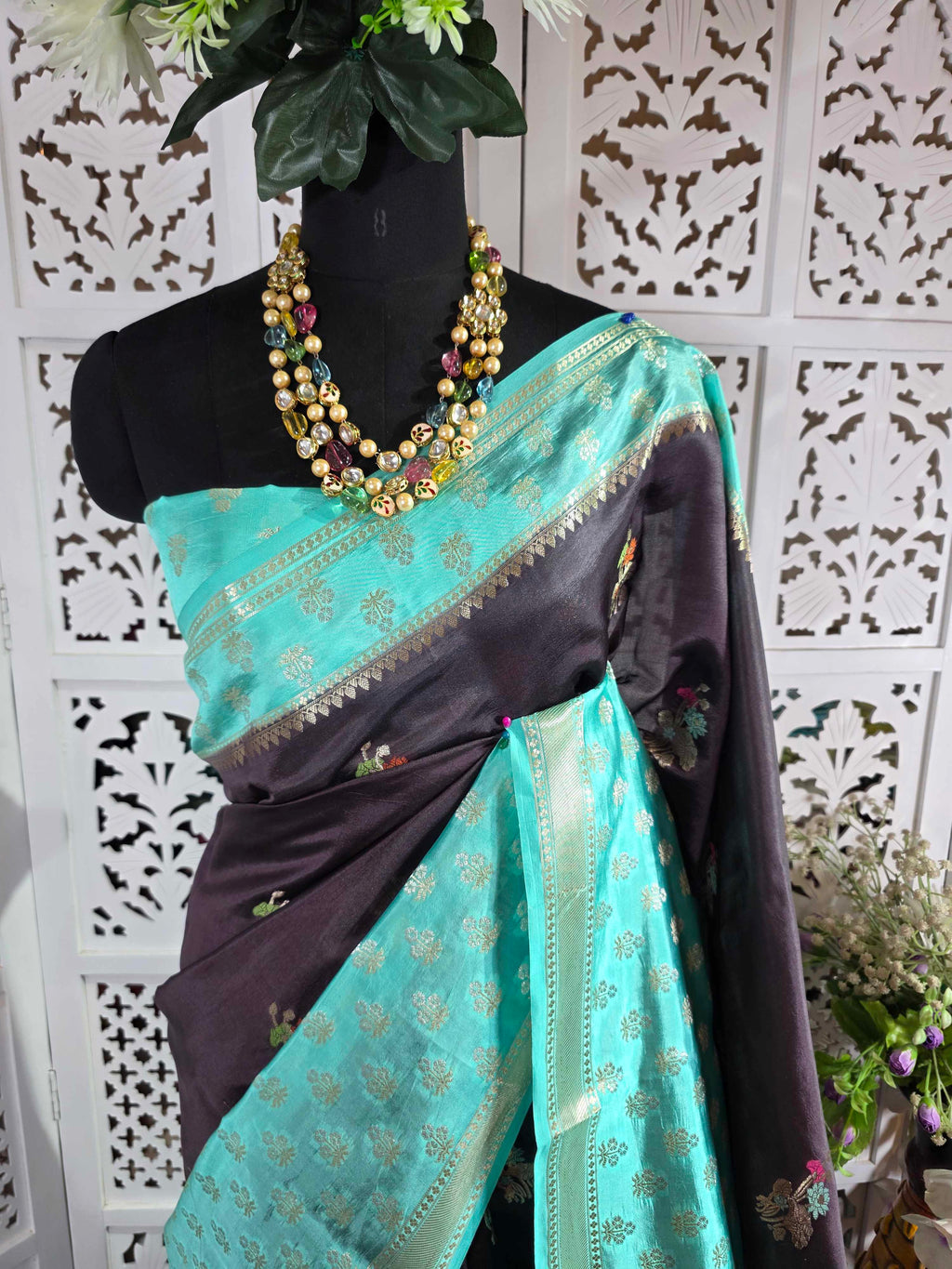 pure puna silk satin banarasi saree