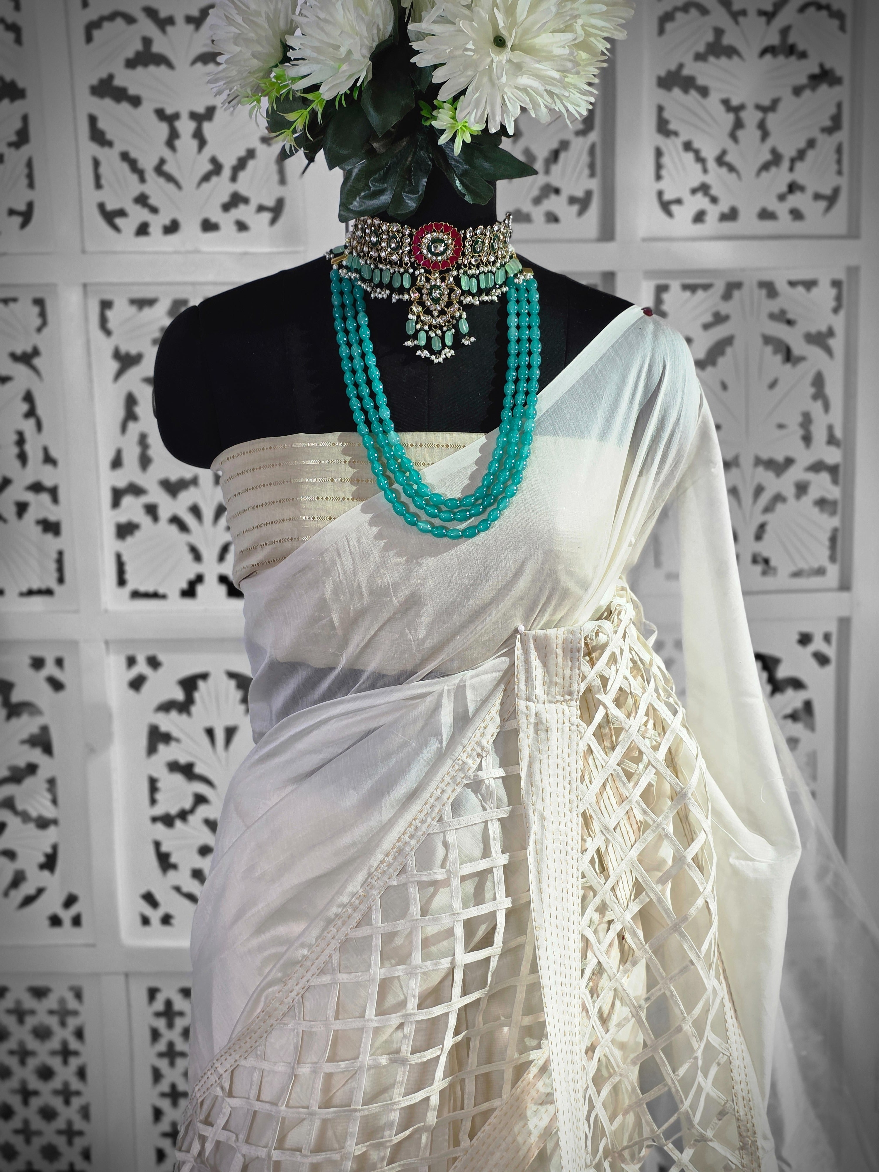 Handcrafted chanderi cotton silk saree