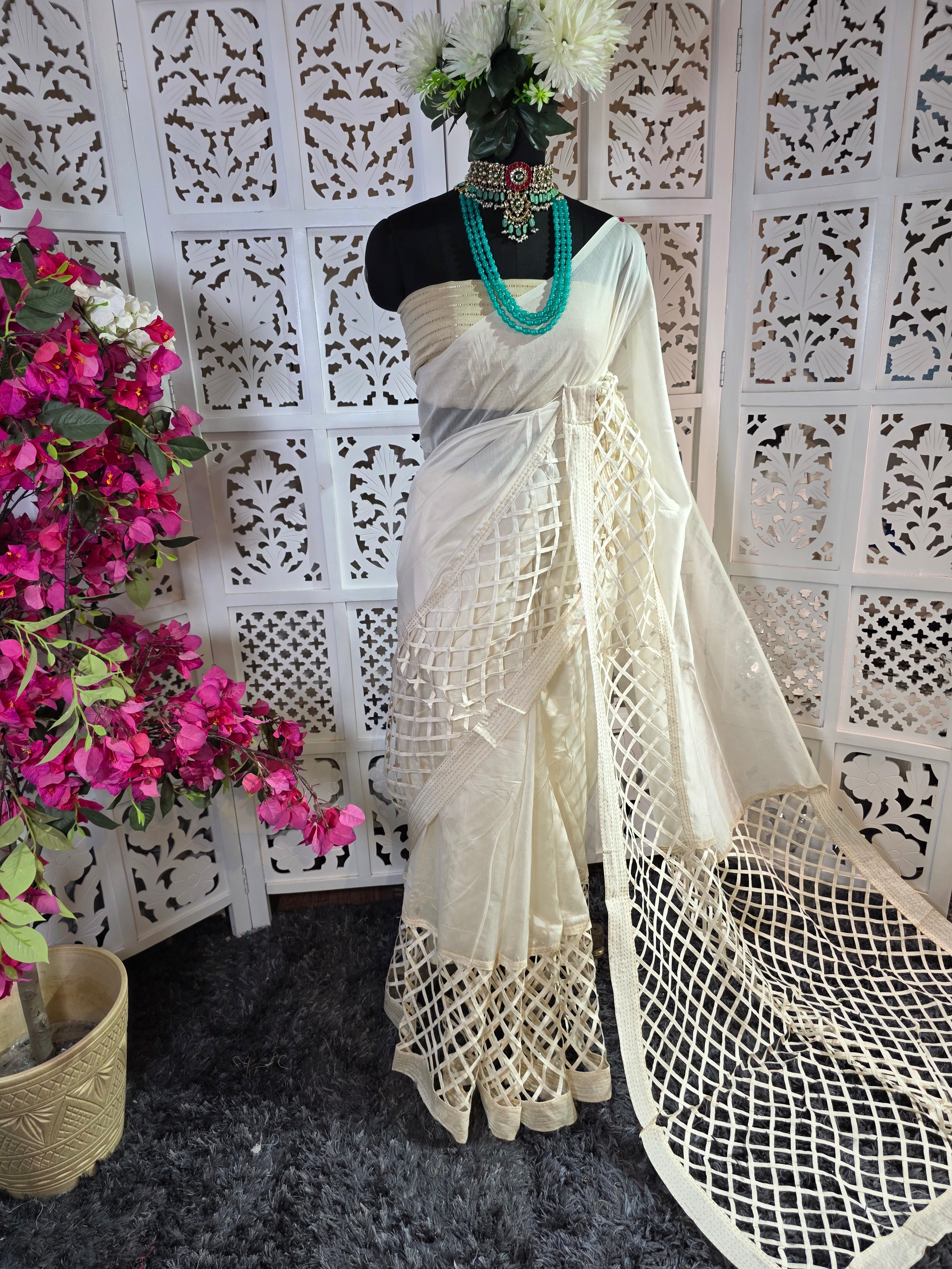 Handcrafted chanderi cotton silk saree