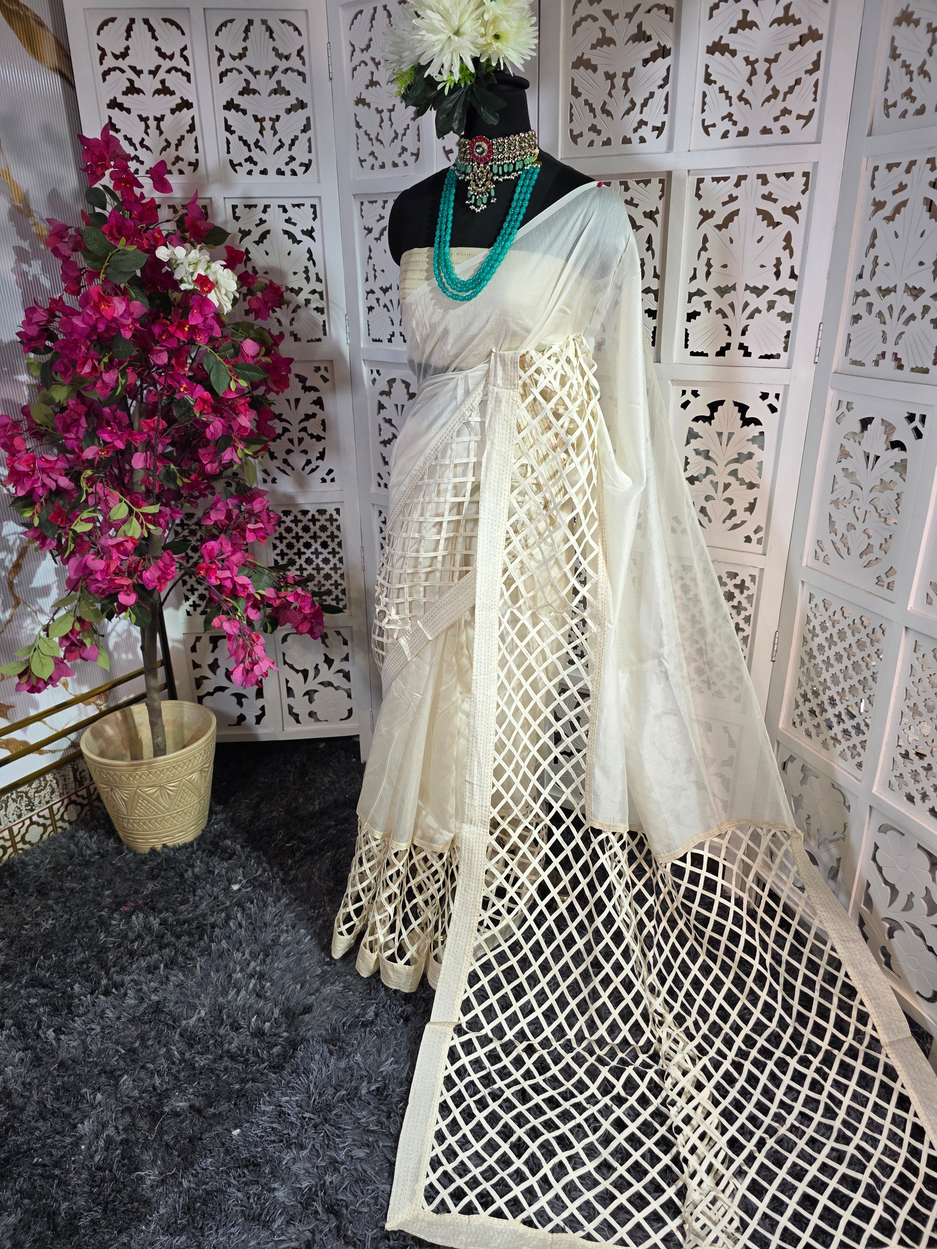 Handcrafted chanderi cotton silk saree