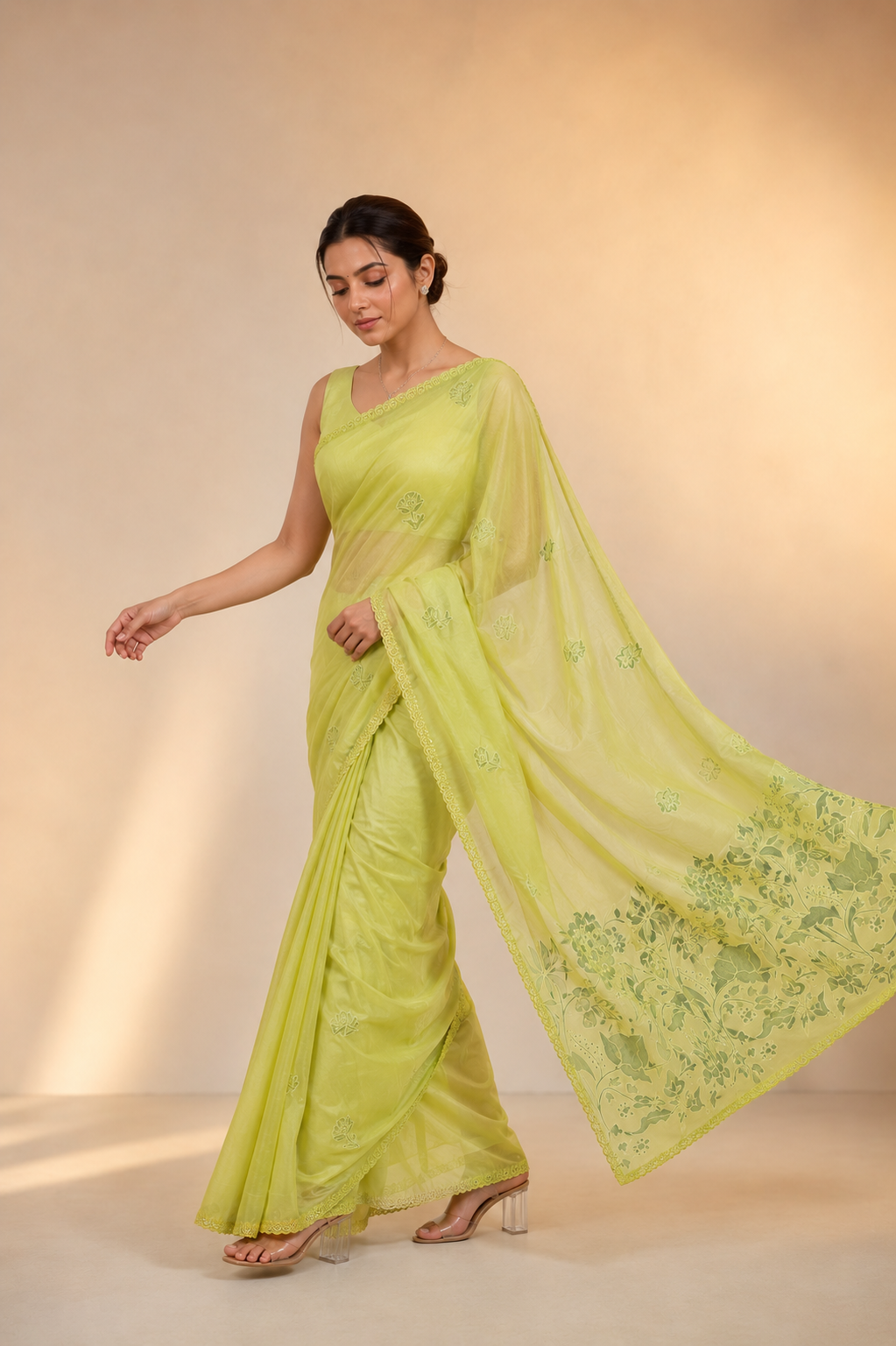 Linen cotton with resham work embroidery