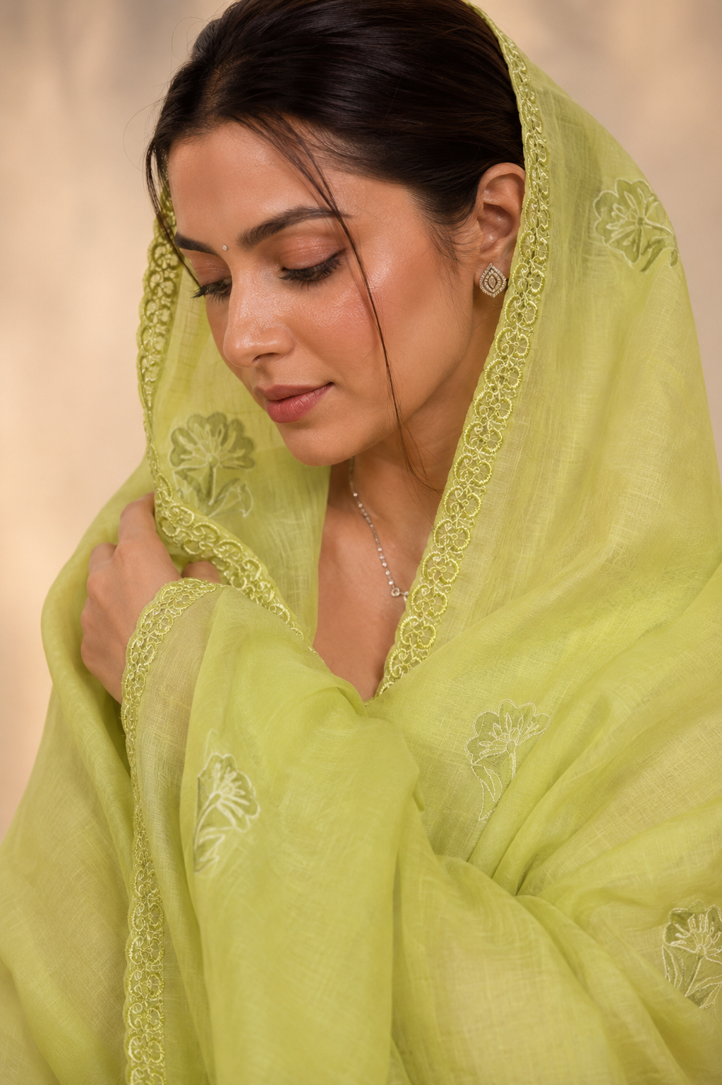 Linen cotton with resham work embroidery