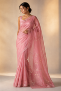 Organza saree tissue chiniya zari coding  appliqué work