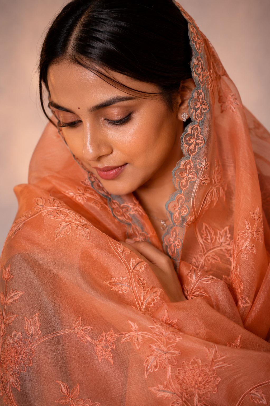 Organza saree crafted with exquisite silver and gold tissue appliqué work