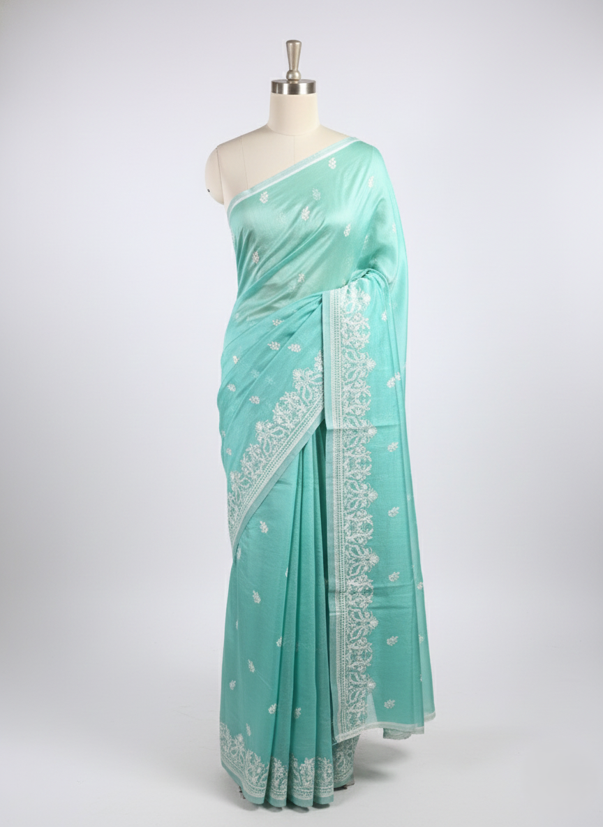 light green saree 011