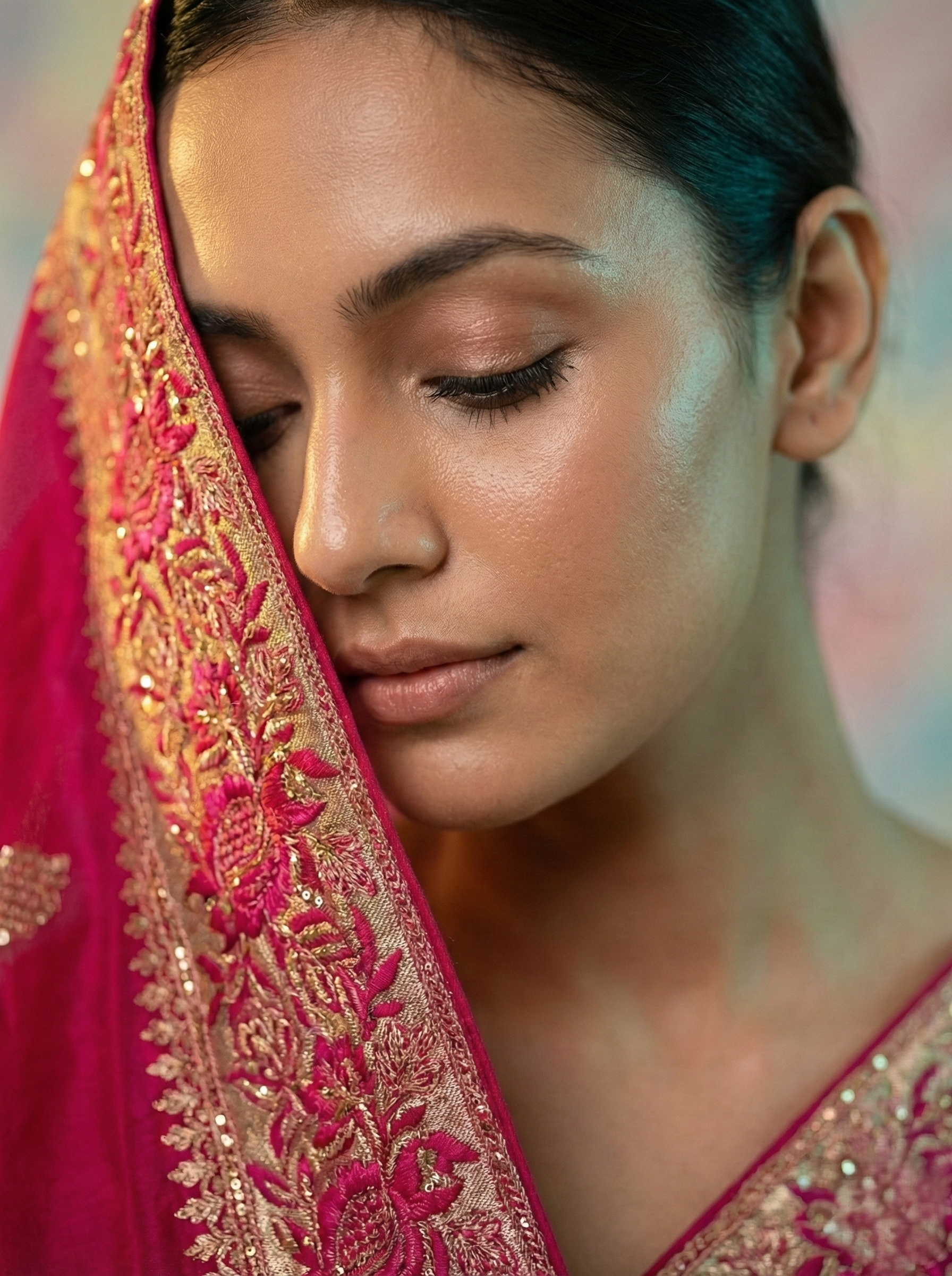 pure handloom handcrafted beautiful tissue jaal applique work embroidery with contrast beautiful designer floral detailing border