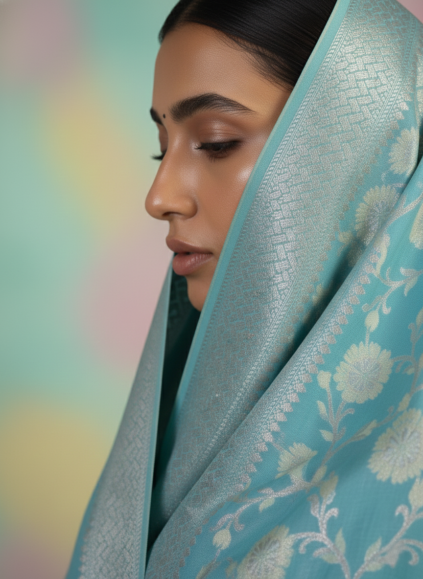 Musraise cotton digital printed banarasi border saree (art)