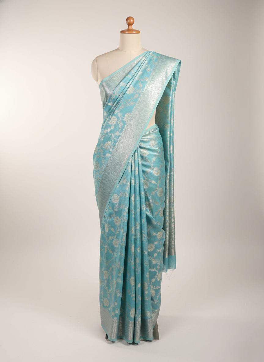 Musraise cotton digital printed banarasi border saree (art)