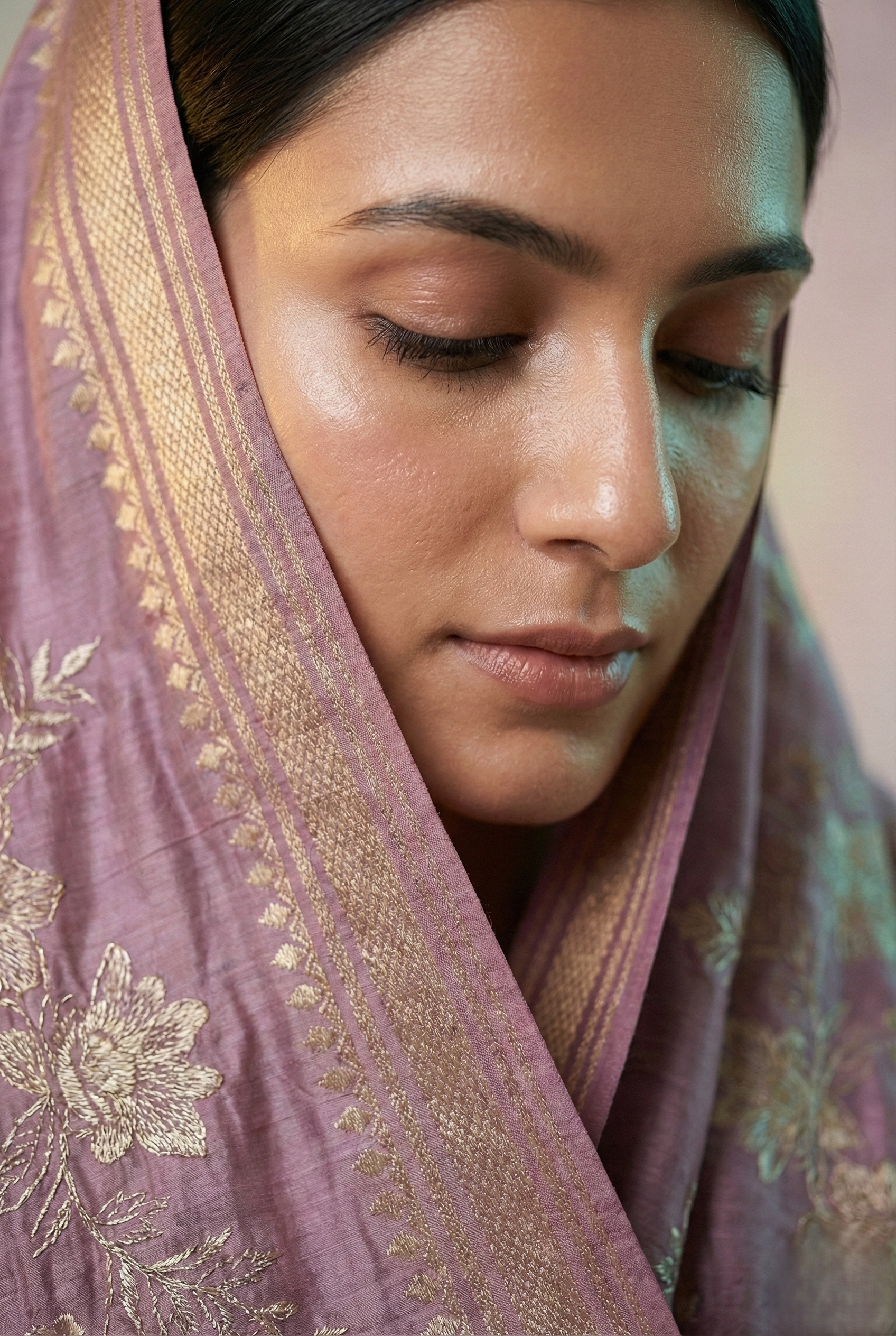 Banarasi mashroo silk saree with banarasi zari border pallu