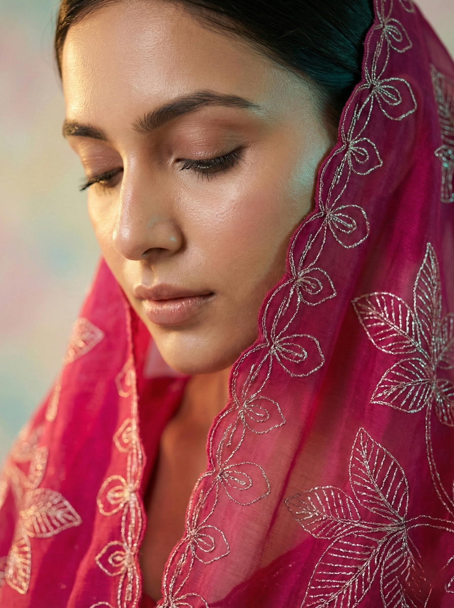 organza saree having with beautiful resham and zari thread coding pitta work embroidery with beautiful resham embroidered scalloped border allover the saree