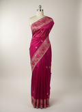 pure handloom handcrafted beautiful tissue jaal applique work embroidery with contrast beautiful designer floral detailing border