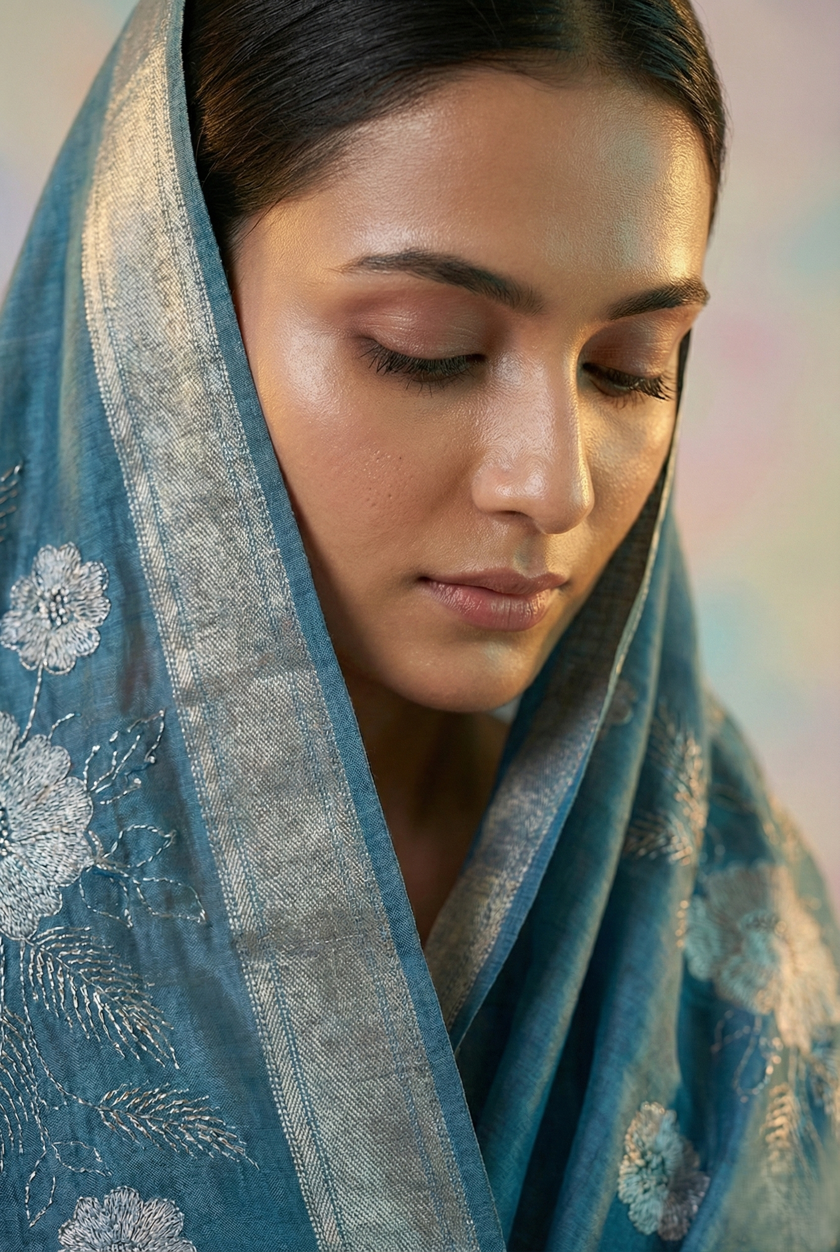 pure handloom tusser silk saree with beautiful tissue applique work and real zari thread embroidery detailing along with banarasi border