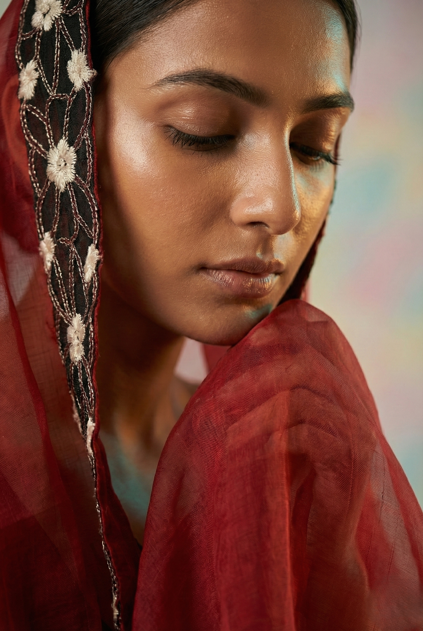 Pure organza chiniya handcrafted contrast applique border with zari coding embroidery work saree