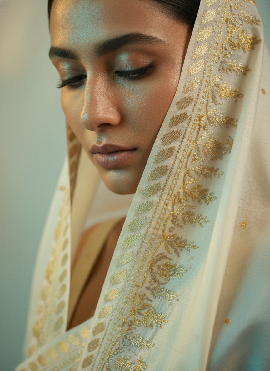 Organza saree with resham embroidry and banarasi patch border