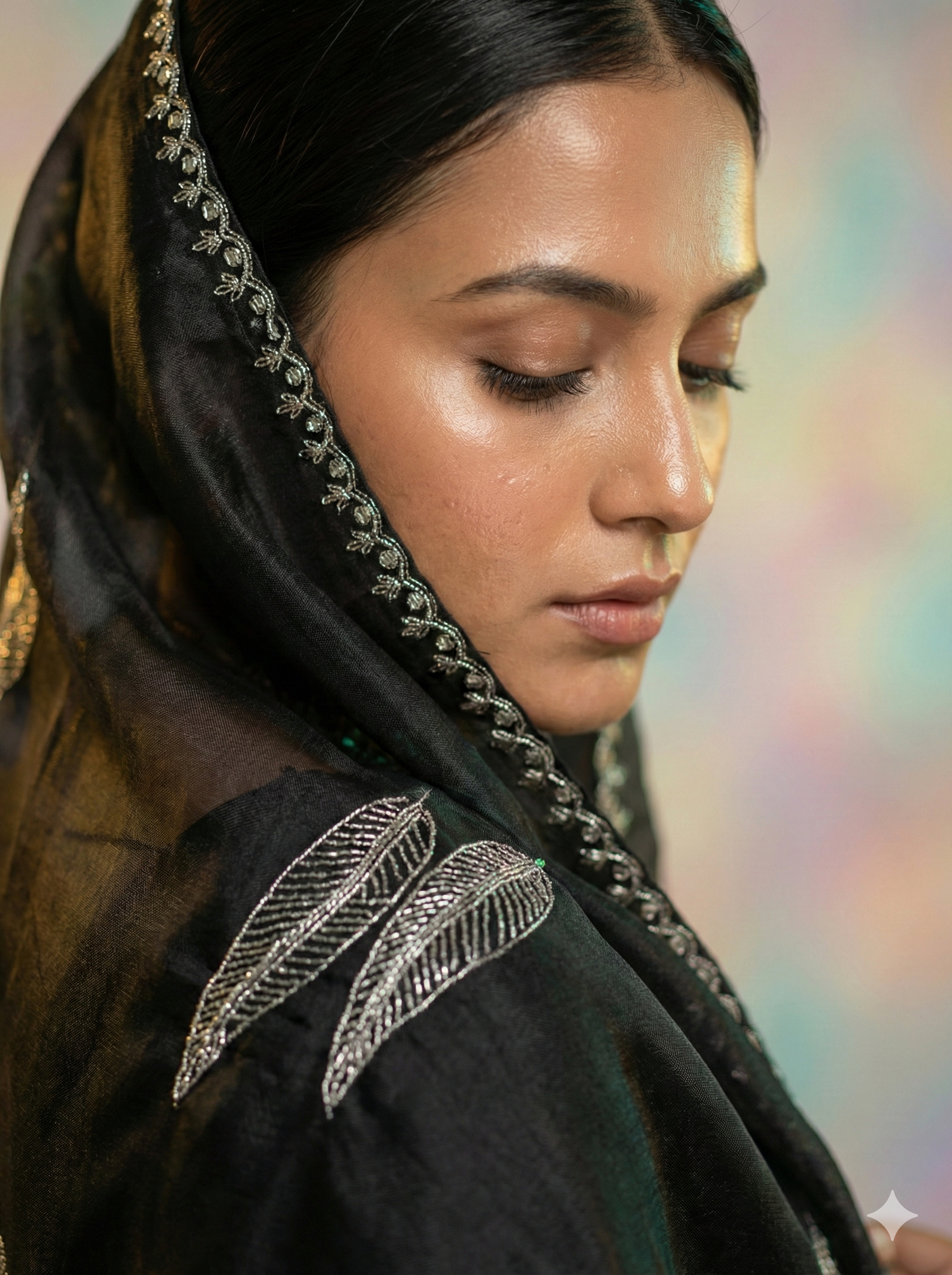 pure organza kora silk saree it has beautiful floral cutwork pypin border with beautiful leaf motif zari pitta thread embroidery