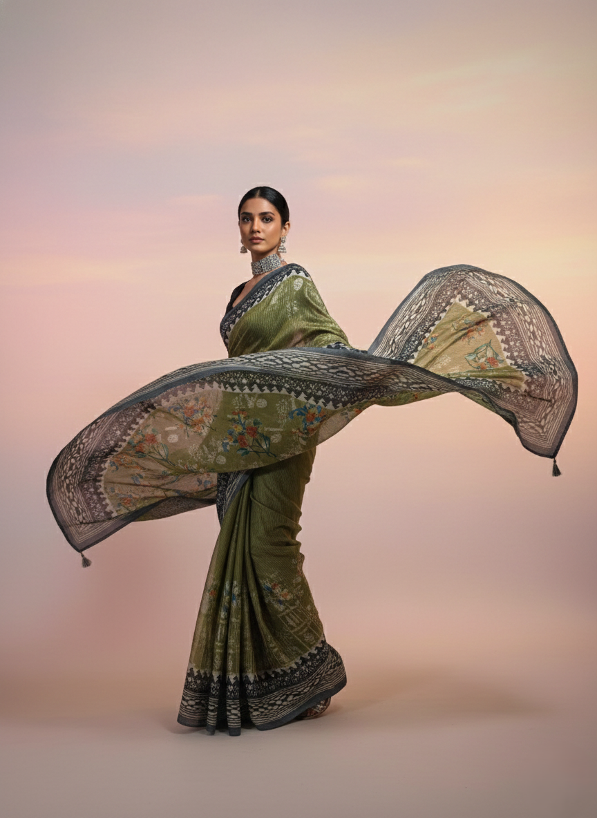 Semi tusser silk saree
