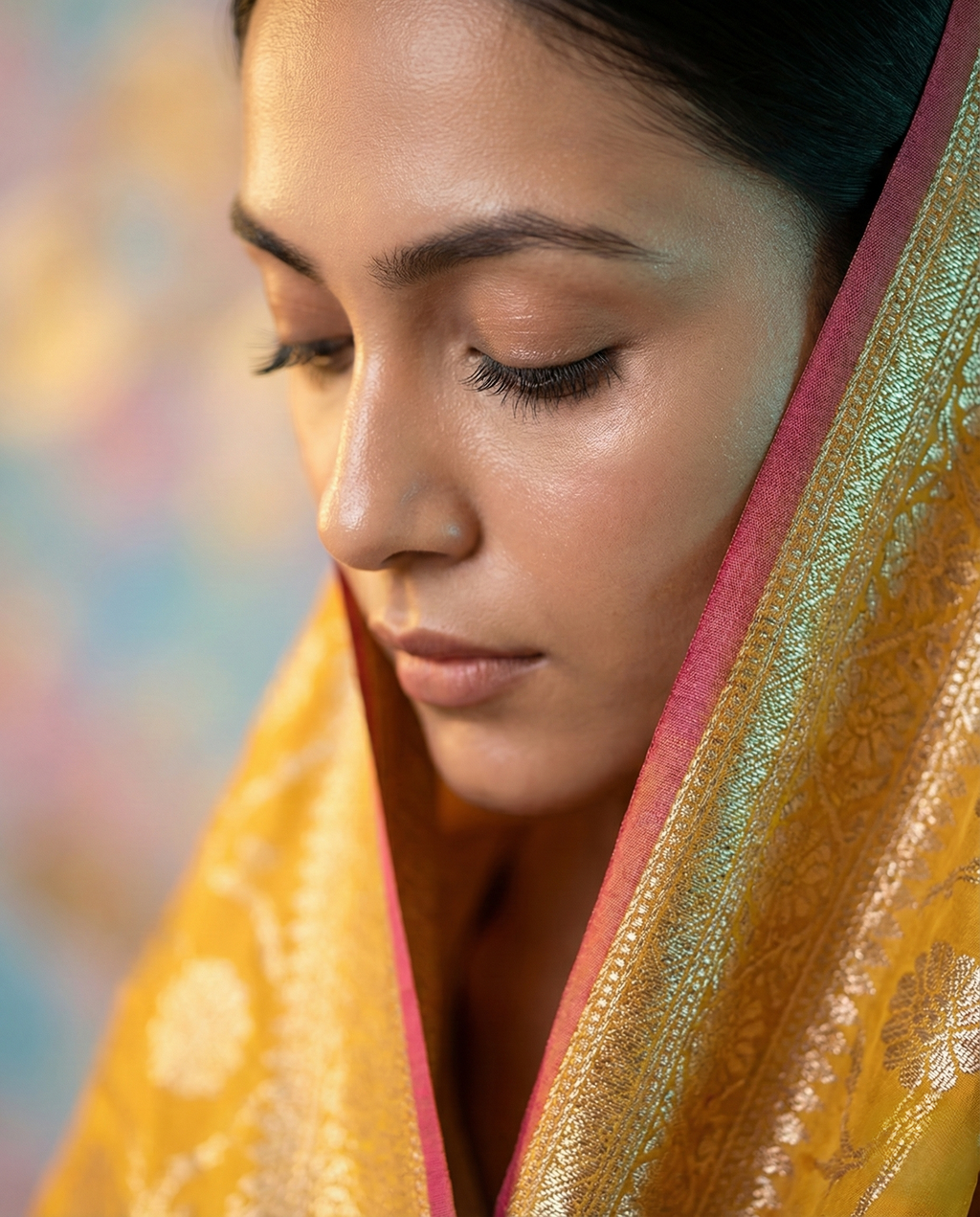 Banarasi mashroo silk saree with banarasi zari border pallu