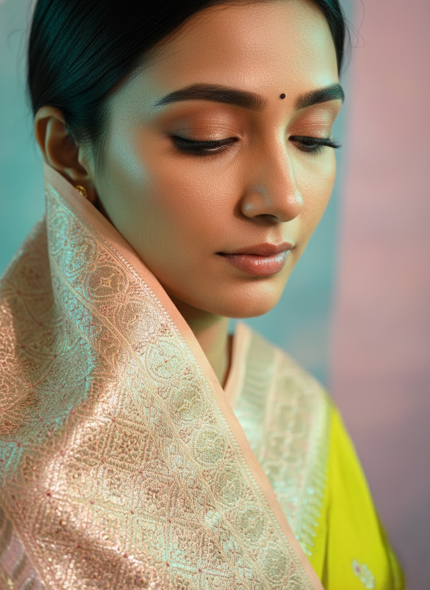 Satin puna silk pure banarasi border saree