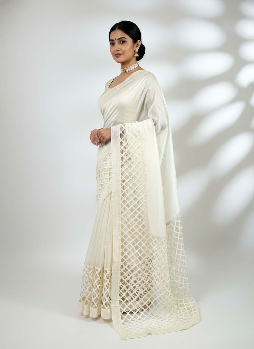 Handcrafted chanderi cotton silk saree